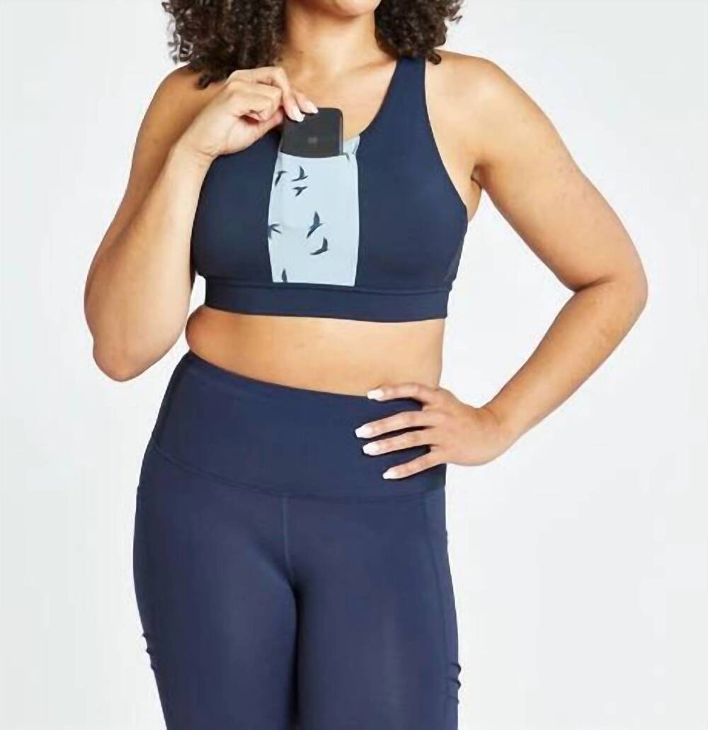NEW OISELLE pockito sports bra in ink blue